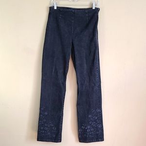 8 Ann Taylor embellished jeans black straight leg stretch denim beltless